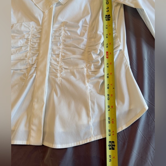 Per Se by Carlisle ruched button L/S white blouse size 14/Large - Picture 6 of 10